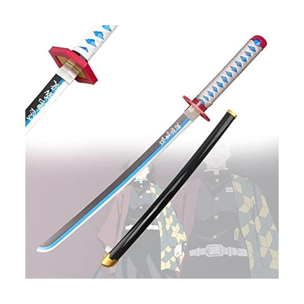 AGENCO Épée De Samouraï Tomioka Giyuu Demon Slayer Cosplay Épée en Bois Faite À La Main Épée Katana pour Les Amoureux De Lan