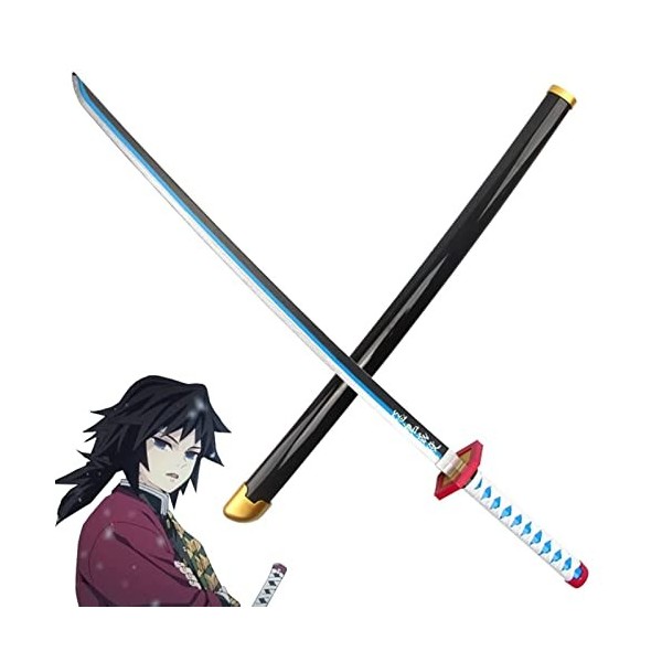 AGENCO Épée De Samouraï Tomioka Giyuu Demon Slayer Cosplay Épée en Bois Faite À La Main Épée Katana pour Les Amoureux De Lan
