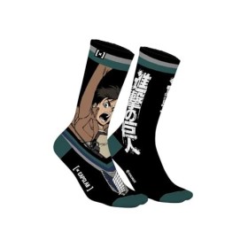 Chaussette Homme Attaque des Titans Coton, 1 Paire de Chaussettes Fantaisie Homme Eren, Noir, Blanc, Gris, Vert, Taille 39/42
