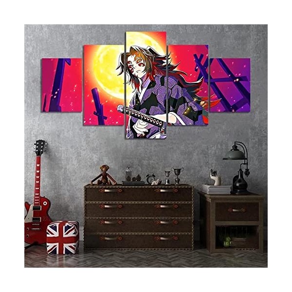 TANOHA 5 Panneau Toile Décor Maison Art Prints Demon Slayer Accueil Salon & Chambre Encadrés Décor Prints,S