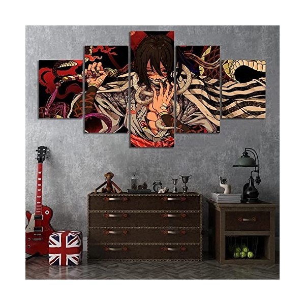 TANOHA 5 Panneau Toile Décor Maison Art Prints Demon Slayer Accueil Salon & Chambre Encadrés Décor Prints,S