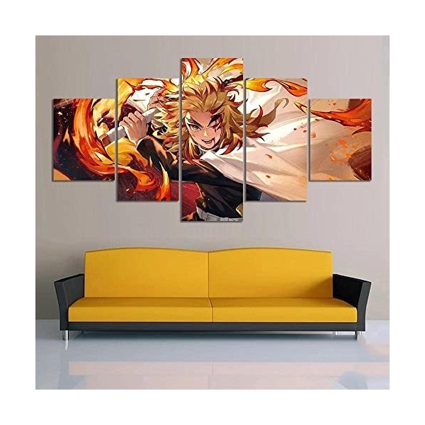 TANOHA 5 Panneau Toile Accueil Décor Art Prints Anime Demon Slayer Accueil Salon et chambre à coucher avec des imprimés décor