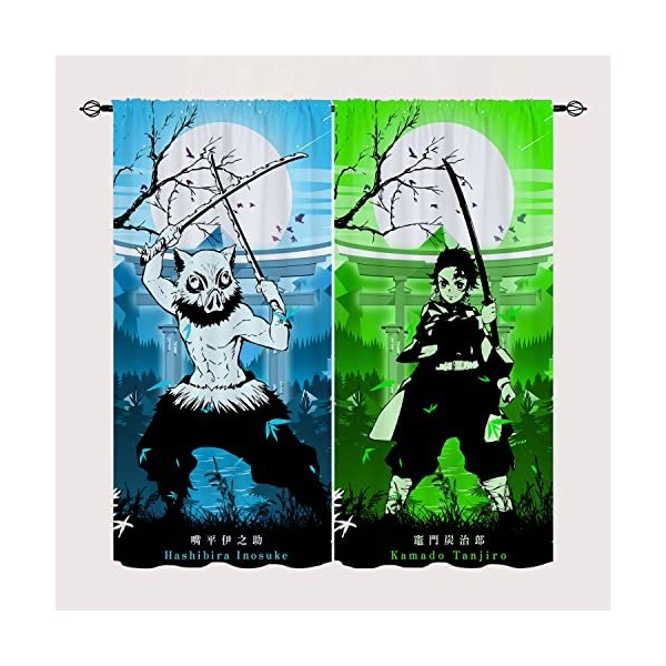 Wondi Dem.on Slayer Rideau Occultant Thermiques, Rideau Chambre Garcon, Doux Rideau Opaque 2 Panneaux-A01||W280 cm x H180 cm