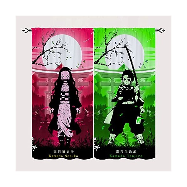 Wondi Dem.on Slayer Rideau Occultant Thermiques, Rideau Chambre Garcon, Doux Rideau Opaque 2 Panneaux-A01||W280 cm x H180 cm