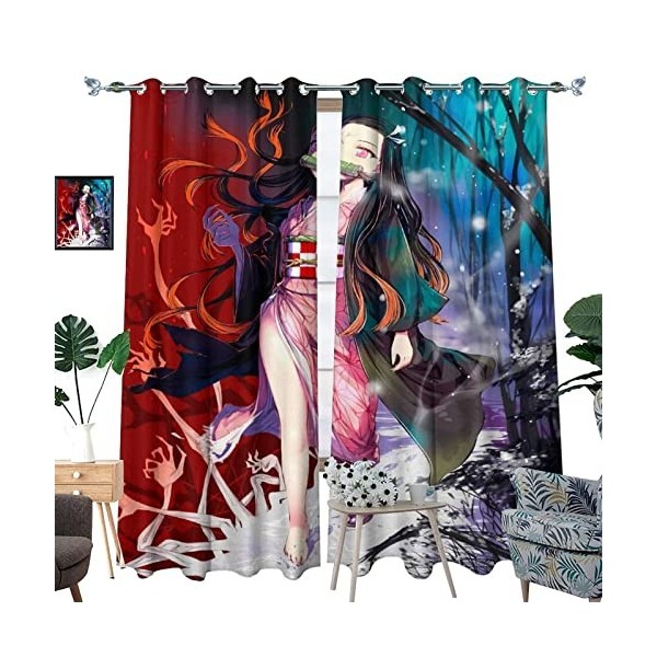 Floating Dem.on Slayer Rideaux Occultants, éTanche à La LumièRe Rideau Chambre, Rideau Brise Vue pour Toutes Les Saisons-Mult