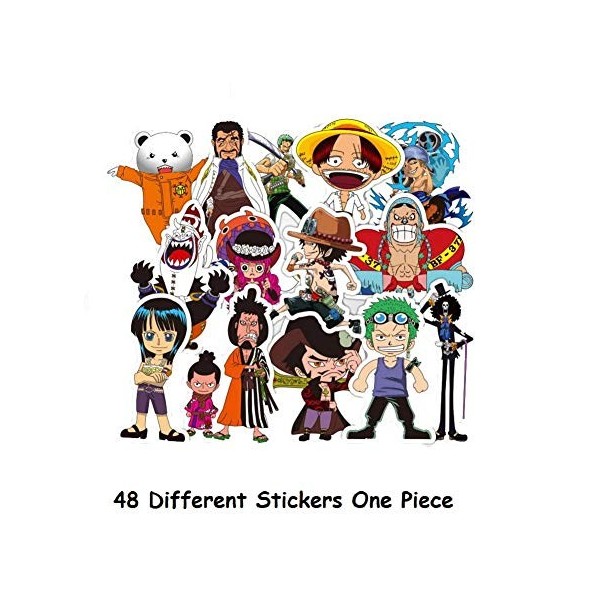 ⭐️ Top Stickers ! ⭐️ Lot de 48 Stickers One Piece - Autocollant HD Vinyles Non Vulgaires – Manga, Luffy, Zorro, Nina, Bomb - 