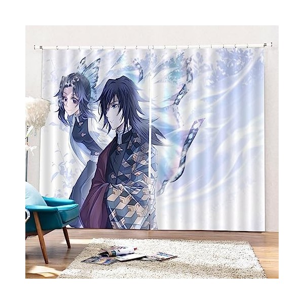 Rideau Occultant, Dem.on Slayer Anime Rideau, Anti Froid Rideau Occultant Thermique pour Chambre Salon, 2 Panneaux-Multicolor