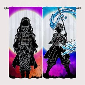 Wondi Dem.on Slayer Anime Rideaux Occultants, Rideau Thermique Isolant Anti Froid, Rideau Thermique Isolant 2 Panneaux-A01||W