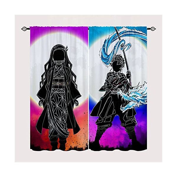 Wondi Dem.on Slayer Anime Rideaux Occultants, Rideau Thermique Isolant Anti Froid, Rideau Thermique Isolant 2 Panneaux-A01||W