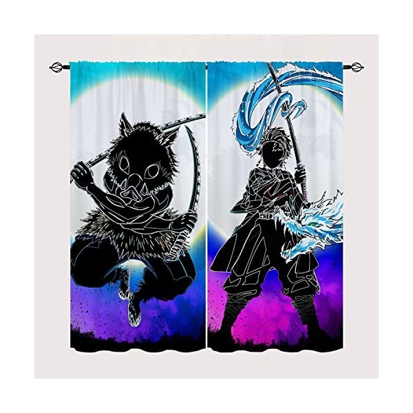Wondi Dem.on Slayer Anime Rideaux Occultants, Rideau Thermique Isolant Anti Froid, Rideau Thermique Isolant 2 Panneaux-A01||W