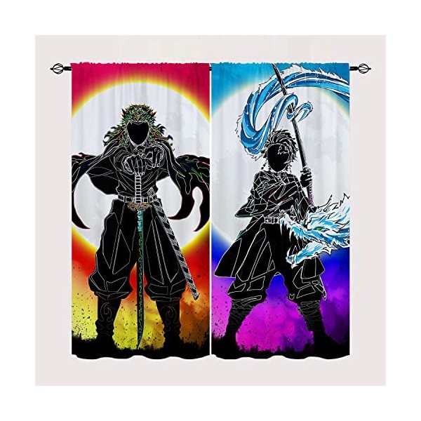 Wondi Dem.on Slayer Anime Rideaux Occultants, Rideau Thermique Isolant Anti Froid, Rideau Thermique Isolant 2 Panneaux-A01||W