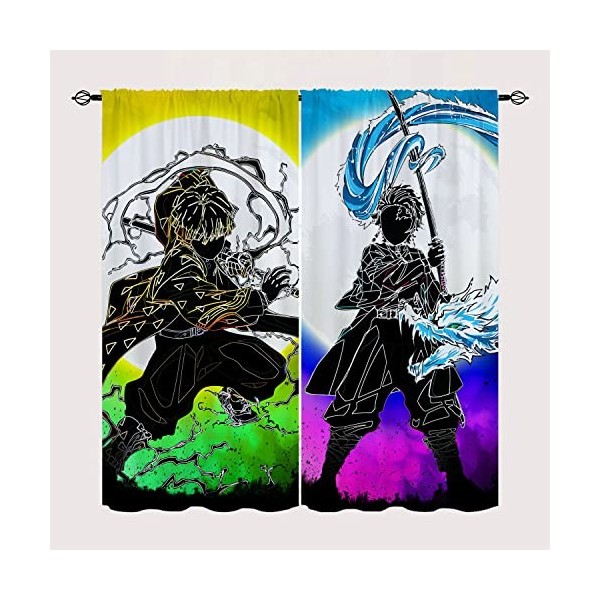 Wondi Dem.on Slayer Anime Rideaux Occultants, Rideau Thermique Isolant Anti Froid, Rideau Thermique Isolant 2 Panneaux-A01||W
