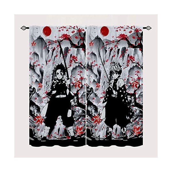 Wondi Dem.on Slayer Enfants Rideaux, Rideau Chambre Enfant, Impression 3D Rideaux Occultants Isolant Thermique 2 Panneaux-A06