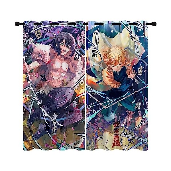 Wondi Dem.on Slayer Rideau Occultant, Rideau Chambre Garcon, Motif Dessin Animé Rideaux Occultants Isolant Thermique 2 Pannea