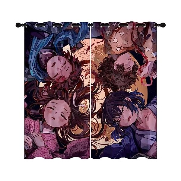 Wondi Dem.on Slayer Rideau Occultant, Rideau Chambre Garcon, Motif Dessin Animé Rideaux Occultants Isolant Thermique 2 Pannea