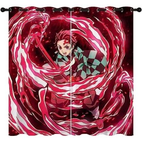Wondi Dem.on Slayer Rideau Fenêtre Salon, Rideau Chambre Enfant, Motif Dessin Animé Rideau Thermique Isolant 2 Panneaux-A06||
