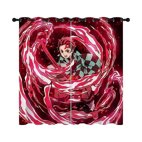 Wondi Dem.on Slayer Rideau Fenêtre Salon, Rideau Chambre Enfant, Motif Dessin Animé Rideau Thermique Isolant 2 Panneaux-A06||
