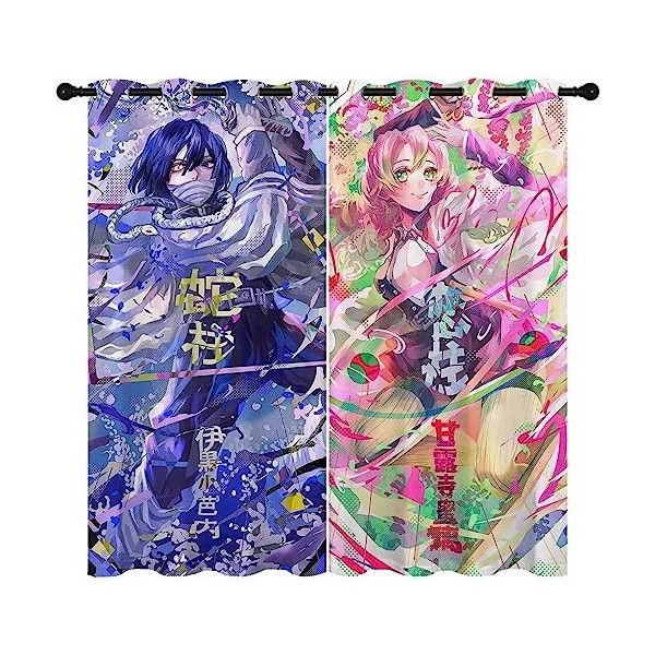 Wondi Dem.on Slayer Rideau Fenêtre Salon, Rideau Chambre Enfant, Motif Dessin Animé Rideau Thermique Isolant 2 Panneaux-A06||