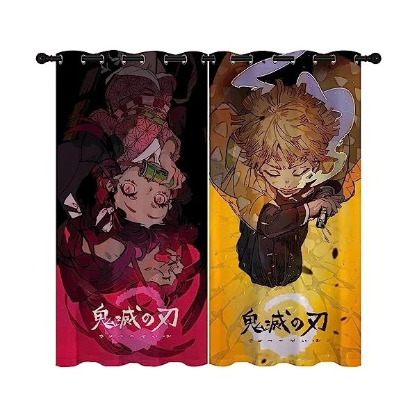 Wondi Dem.on Slayer Rideau Fenêtre Salon, Rideau Chambre Enfant, Motif Dessin Animé Rideau Thermique Isolant 2 Panneaux-A06||