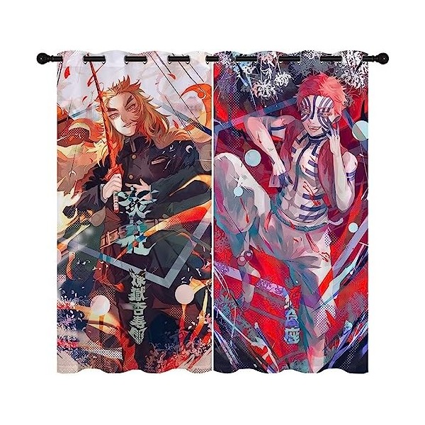 Wondi Dem.on Slayer Rideau Fenêtre Salon, Rideau Chambre Enfant, Motif Dessin Animé Rideau Thermique Isolant 2 Panneaux-A06||