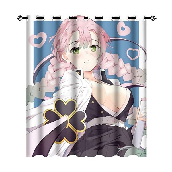 Wondi Dem.on Slayer Rideau Thermique Isolant Anti Froid, Impression 3D Rideau Chambre Enfant, Anime Rideau Occultant 2 Pannea