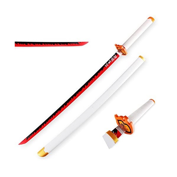 Uvency Samouraï Épée Jouet Slayer Épée Rengoku Halloween Épée 41 Pouces Costume Couteau En Bois Épée Slayer Cadeaux Prop Arme
