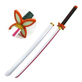 Uvency Katana Épée Bois Kochou Kanae Samurai Sword Set 41″ Katana Anime Slayer Cosplay Épée En Bois Halloween Prop Collectibl