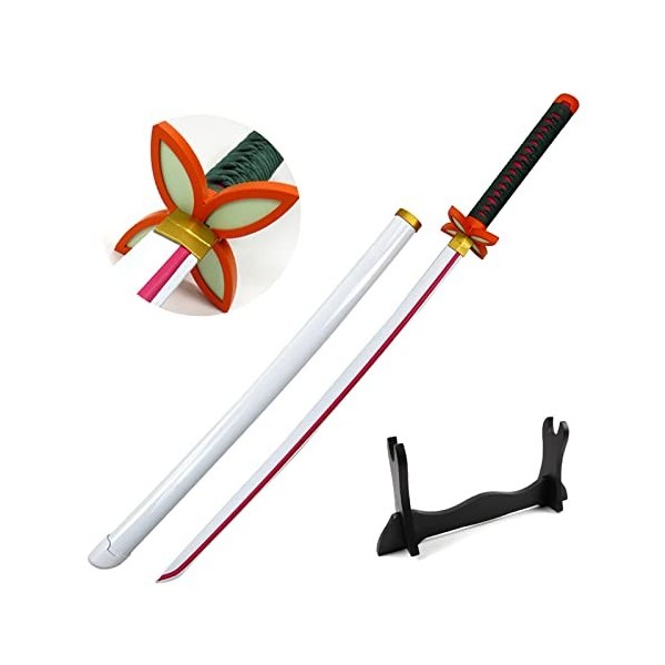 Uvency Katana Épée Bois Kochou Kanae Samurai Sword Set 41″ Katana Anime Slayer Cosplay Épée En Bois Halloween Prop Collectibl