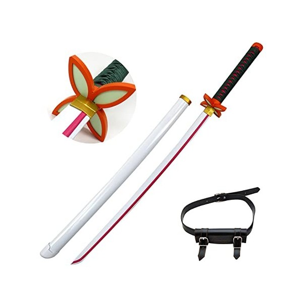 Uvency Katana Épée Bois Kochou Kanae Samurai Sword Set 41″ Katana Anime Slayer Cosplay Épée En Bois Halloween Prop Collectibl