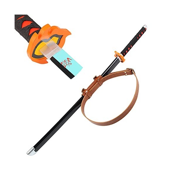 Uvency Épée de Samouraï En Bois Slayer Tanjiro Arme Props Enfants Jouet Épée Anime Ninja Épée, 1 Pièce Katana + Ceinture/Blue