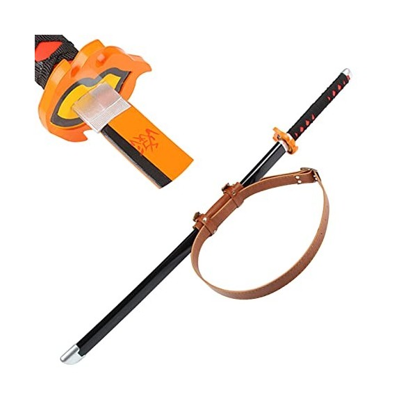 Uvency Épée de Samouraï En Bois Slayer Tanjiro Arme Props Enfants Jouet Épée Anime Ninja Épée, 1 Pièce Katana + Ceinture/Blue