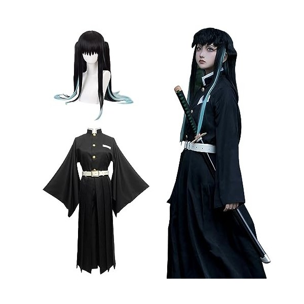 Fiamll Zenitsu Costume de cosplay Tomioka Giyuu - Tenue de cosplay - Tueur de démons - Costume dHalloween - Kimono - Pour en