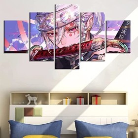 TANOHA Impressions sur Toile, 5 Impressions en Toile, 5 peintures murales, décorations de Salon, Slayer Demon, Tengen Uzui, H