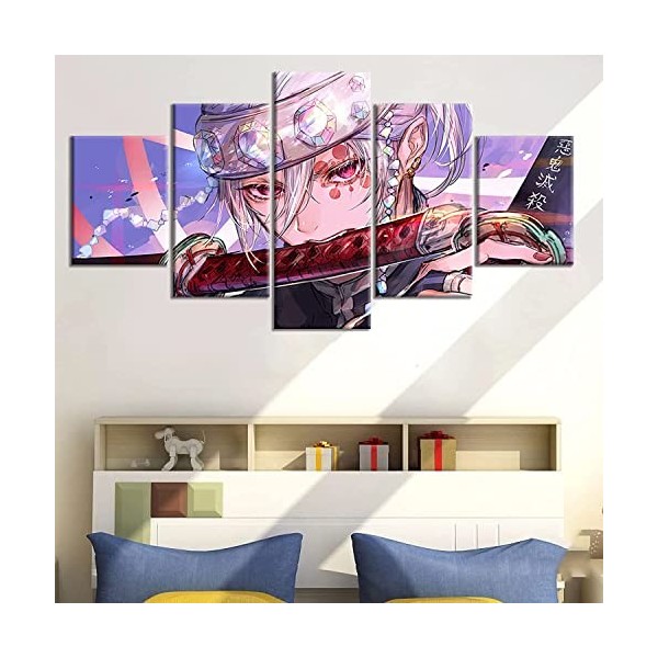 TANOHA Impressions sur Toile, 5 Impressions en Toile, 5 peintures murales, décorations de Salon, Slayer Demon, Tengen Uzui, H
