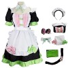 YEAJION Kanroji Mitsuri Cosplay Costume avec Perruque Mitsuri Maid Dress Demon Slayer Anime Cosplay Costume Kimetsu no Yaiba 