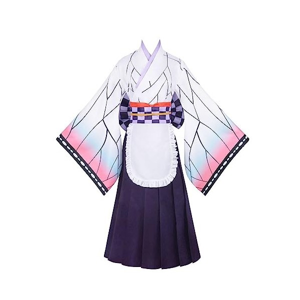 Anime Demon Slayer Kimetsu No Yaiba Kochou Shinobu Costume de costumade Kimono, uniforme dHalloween blanc, taille L