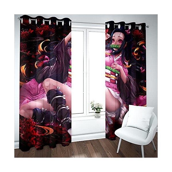 JUMBOZ Dem-on Slay-ER Rideau Fenetre Dessin Animé à œillets, Rideaux du Salon de La Chambre des Enfants, Rideaux de Chambre D