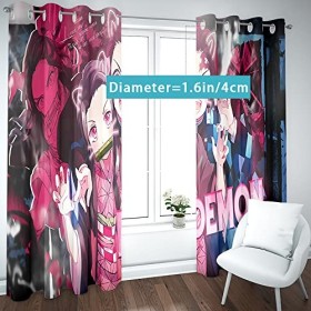 JUMBOZ Dem-on Slay-ER Rideau Fenetre Dessin Animé à œillets, Rideaux du Salon de La Chambre des Enfants, Rideaux de Chambre D