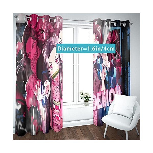 JUMBOZ Dem-on Slay-ER Rideau Fenetre Dessin Animé à œillets, Rideaux du Salon de La Chambre des Enfants, Rideaux de Chambre D
