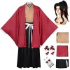 YEAJION Tsugikuni Yoriichi Cosplay Costume Complet avec Perruque Demon Slayer Anime Cosplay Costume Kimetsu no Yaiba Kimono H