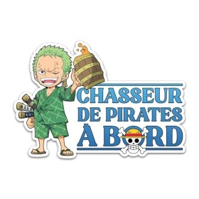 Sticker bébé à bord, chasseur de pirate à bord 15x10cm vinyle haute qualité,bébé à bord manga,autocollant voiture,sticker voi
