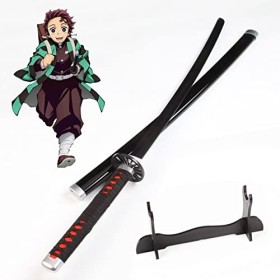Uvency Démon Slayers Blade Katana Fait À La Main Anime Arme Accessoires Ninja Épée En Bois Tanjiro Cosplay Jouet Épée Avec P