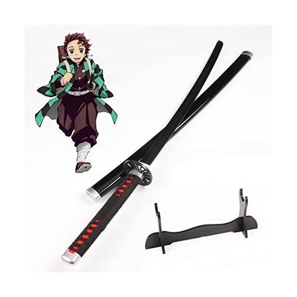 Uvency Démon Slayers Blade Katana Fait À La Main Anime Arme Accessoires Ninja Épée En Bois Tanjiro Cosplay Jouet Épée Avec P