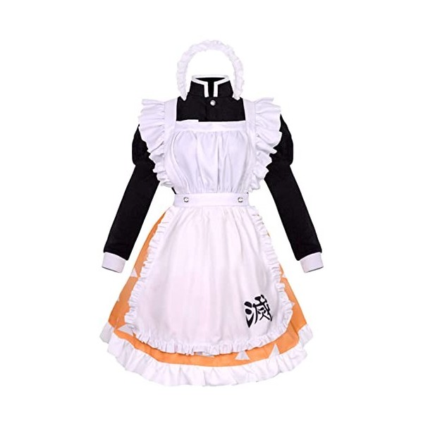 Anime Demon Slayer Agatsuma Zenitsu Costume de soubrette pour Halloween, carnaval, jaune