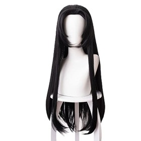 Kochou Kanae Cosplay Perruque Anime Demon Slayer Kimetsu No Yaiba Noir Long Synthétique Cheveux Perruques