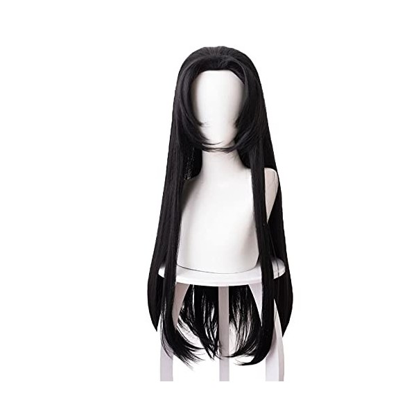 Kochou Kanae Cosplay Perruque Anime Demon Slayer Kimetsu No Yaiba Noir Long Synthétique Cheveux Perruques