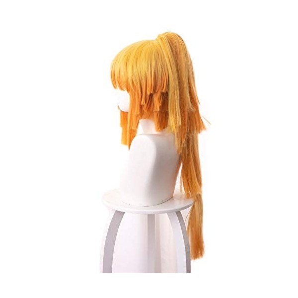 Demon Slayer Kimetsu No Yaiba Agatsuma Zenitsu queue de cheval longue perruque Cosplay Costume résistant à la chaleur perruqu