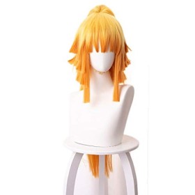 Demon Slayer Kimetsu No Yaiba Agatsuma Zenitsu queue de cheval longue perruque Cosplay Costume résistant à la chaleur perruqu