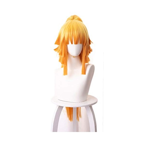 Demon Slayer Kimetsu No Yaiba Agatsuma Zenitsu queue de cheval longue perruque Cosplay Costume résistant à la chaleur perruqu
