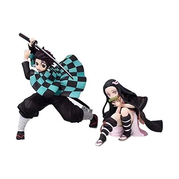 brandless Cadeau Sculpture Jouet Décoration Artisanat Statue 2 Pièces Démon Slayer Figure Agatsuma Zenitsu Kamado Tanjirou 4-